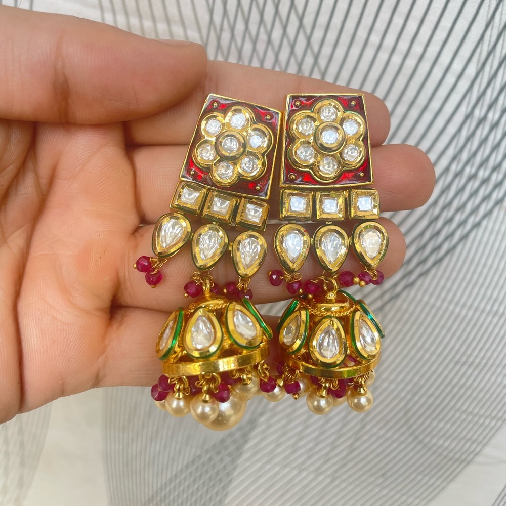 Brand new premium quality kundan beads with meenakari earrings from Tiara - Picture 1 of 5